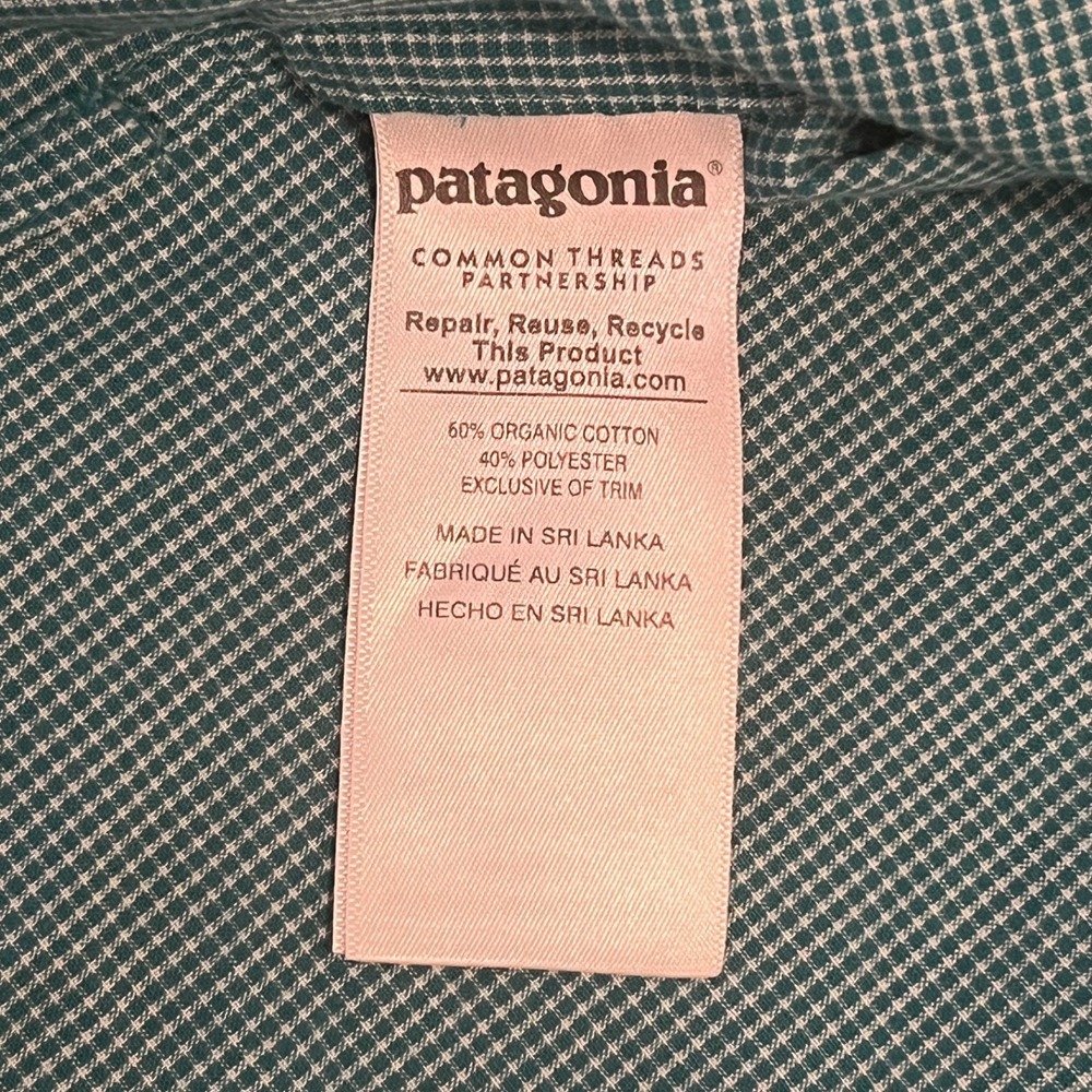 Patagonia Shirt Mens XXL Teal Vented S/S B/U Organic Cotton Hiking Fishing - Picture 11 of 11